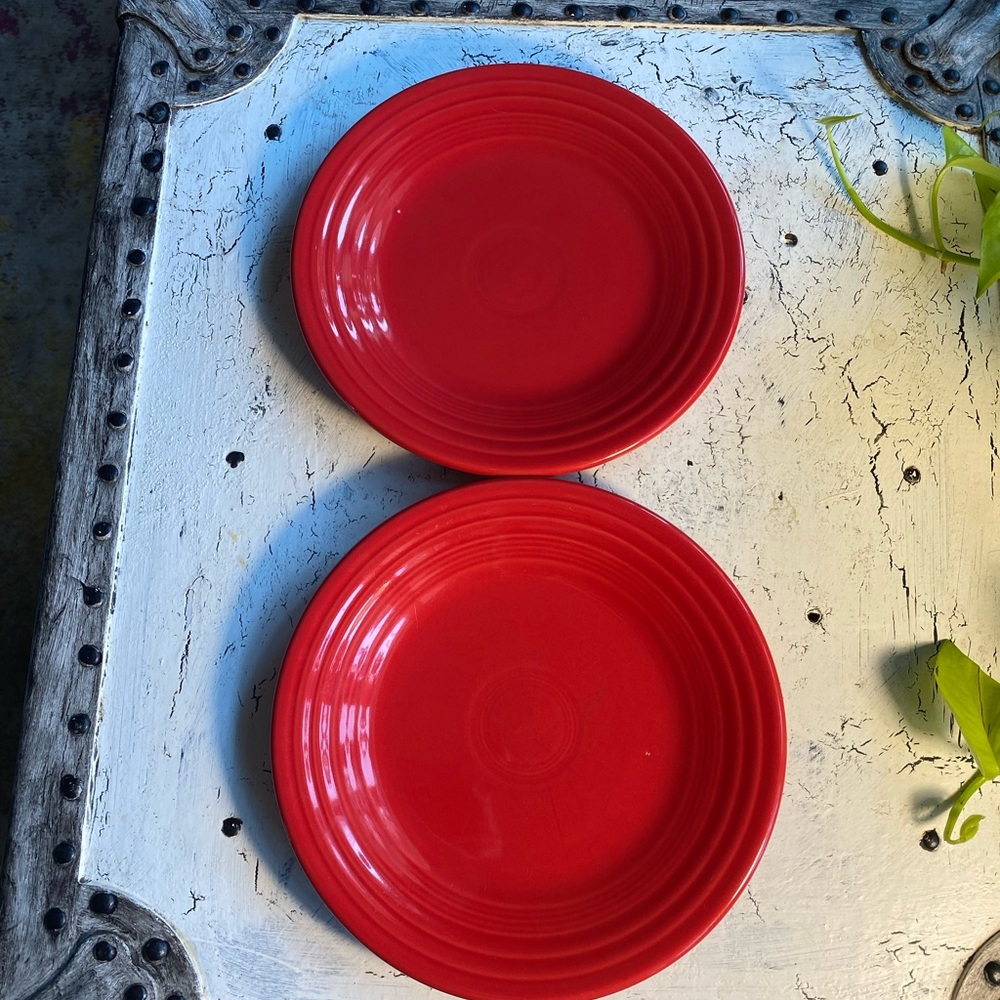 2 Fiesta Ware 9” Red Salad Plates USA